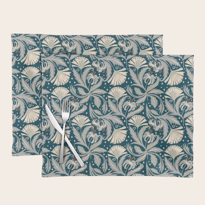 Vintage Botanica Midnight Teal - Heritage Revival Floral Placemat Gallery Image 1