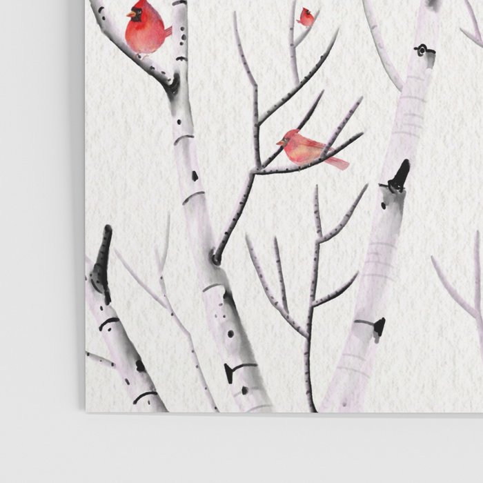 Birch Trees and Cardinal 2  Poster Gallery Image 3