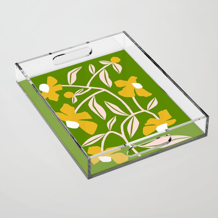 Yellow Flower Vine Acrylic Tray Gallery Image 1