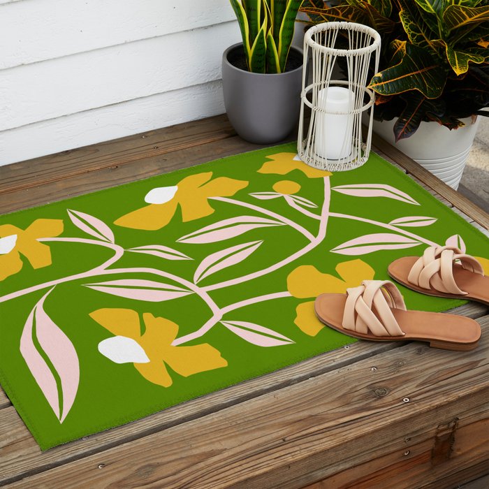 Yellow Flower Vine Outdoor Rug Gallery Image 2