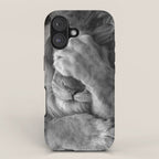 Even Lions Have Bad Days - The Lion Sleeps Tonight black and white photograph  iPhone Case Gallery Image 1