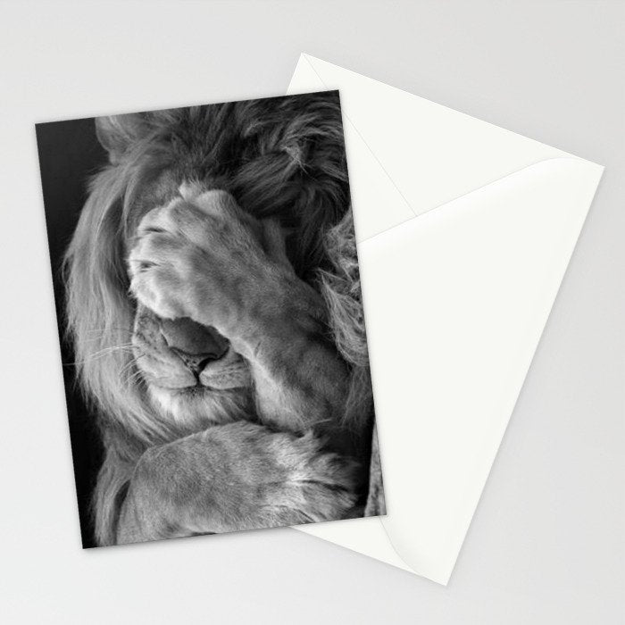 Even Lions Have Bad Days - The Lion Sleeps Tonight black and white photograph  Stationery Card Gallery Image 2