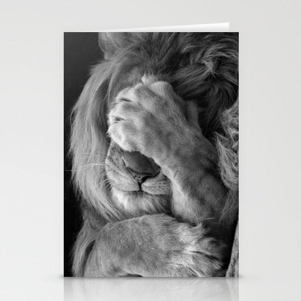 Even Lions Have Bad Days - The Lion Sleeps Tonight black and white photograph  Stationery Card Gallery Image 2