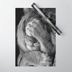 Even Lions Have Bad Days - The Lion Sleeps Tonight black and white photograph  Wrapping Paper Gallery Image 1