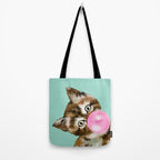 Bubble Gum Baby Cat in Green Tote Bag Gallery Image 2
