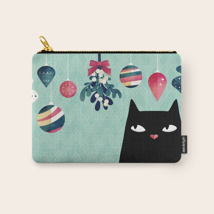 Mistletoe? (Black Cat) Carry All Pouch Gallery Image 1