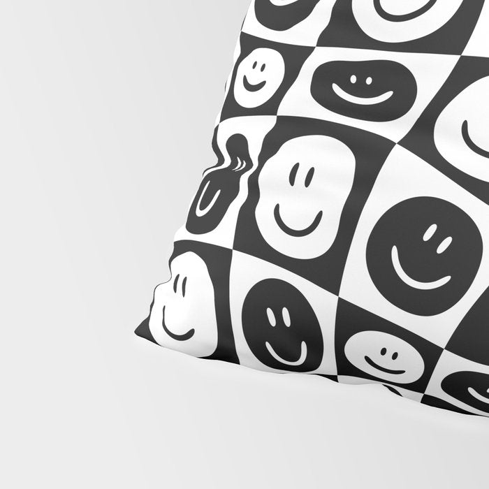 Black and white checkered happy face pattern Pillow Sham Gallery Image 4