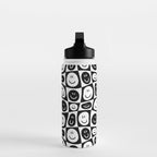 Black and white checkered happy face pattern Water Bottle Gallery Image 3