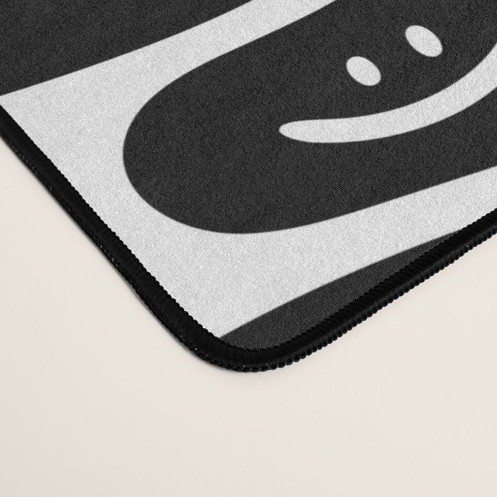 Black and white checkered happy face pattern Desk Mat Gallery Image 4