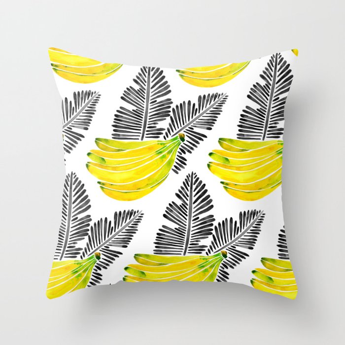 Banana Bunch - Yellow & Black Palette Throw Pillow Gallery Image 6