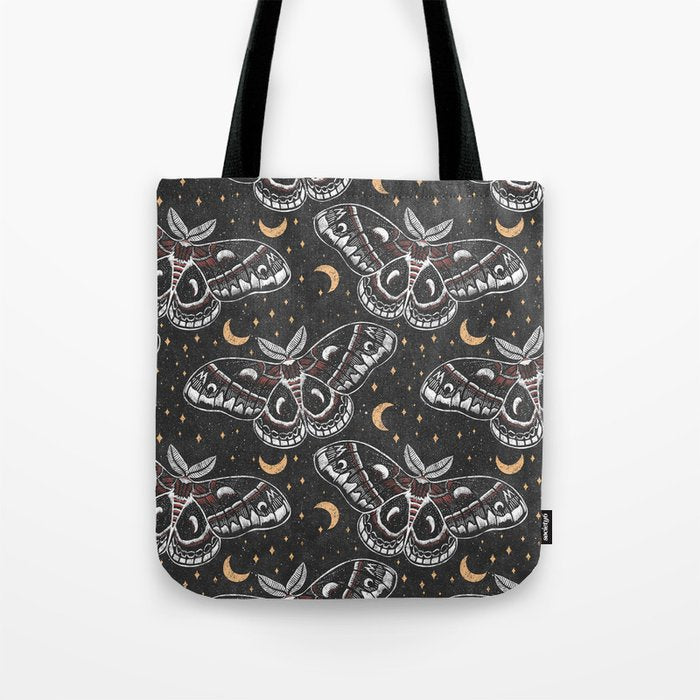 Celestial Cecropia - Black red & gold Tote Bag Gallery Image 1