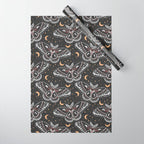 Celestial Cecropia - Black red & gold Wrapping Paper Gallery Image 1