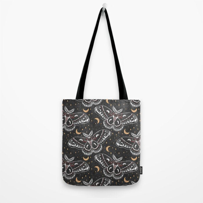 Celestial Cecropia - Black red & gold Tote Bag Gallery Image 2