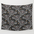Celestial Cecropia - Black red & gold Wall Tapestry Gallery Image 4