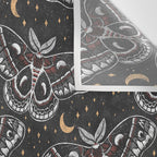 Celestial Cecropia - Black red & gold Wall Tapestry Gallery Image 3