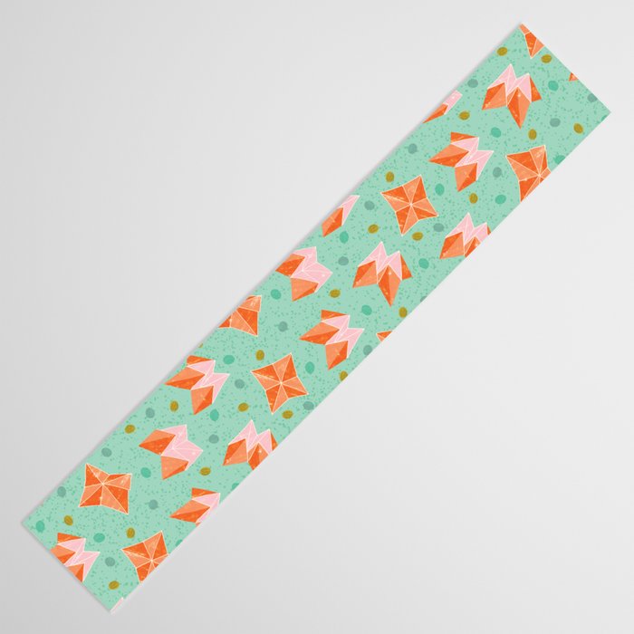 Origami Fortune Teller in Seafoam Green & Orange Table Runner Gallery Image 3