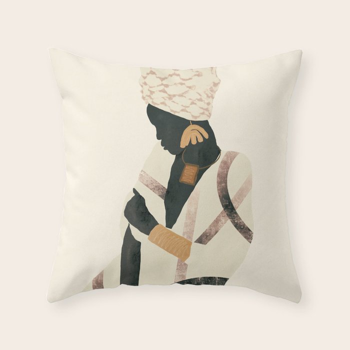 African Woman 2 Throw Pillow Gallery Image 1