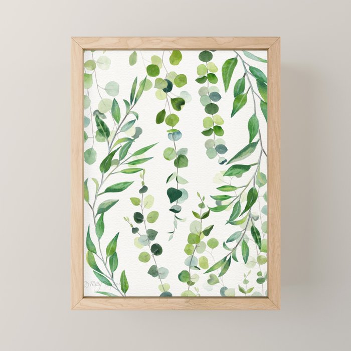Nature Green Eucalyptus Leaves  Mini Art Print Gallery Image 1