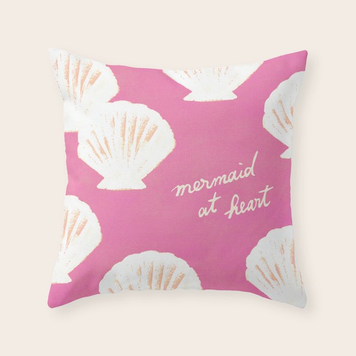 Mermaid At Heart - Pink Shells Throw Pillow Gallery Image 6
