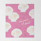 Mermaid At Heart - Pink Shells Throw Blanket Gallery Image 2