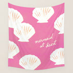 Mermaid At Heart - Pink Shells Wall Tapestry Gallery Image 4