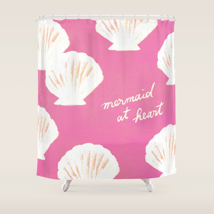 Mermaid At Heart - Pink Shells Shower Curtain Gallery Image 1
