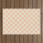 Checkers - peach pink and cream Outdoor Rug Gallery Image 1