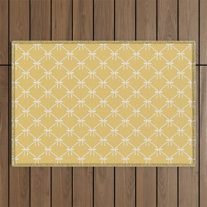 Bows & Ribbons Pattern XXI Butter Yellow Outdoor Rug Gallery Image 1