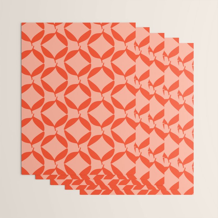Geometric Leaves  Pink and Red Wrapping Paper Gallery Image 3