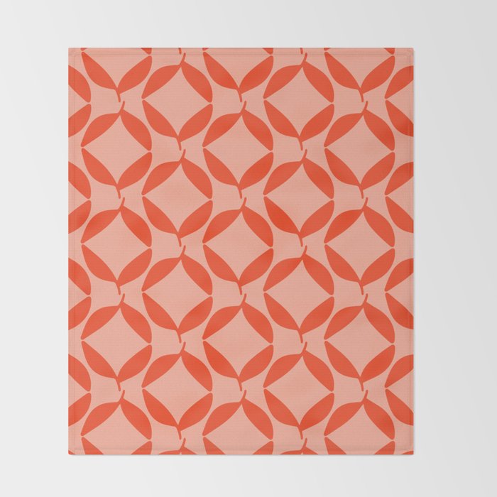 Geometric Leaves  Pink and Red Throw Blanket Gallery Image 2