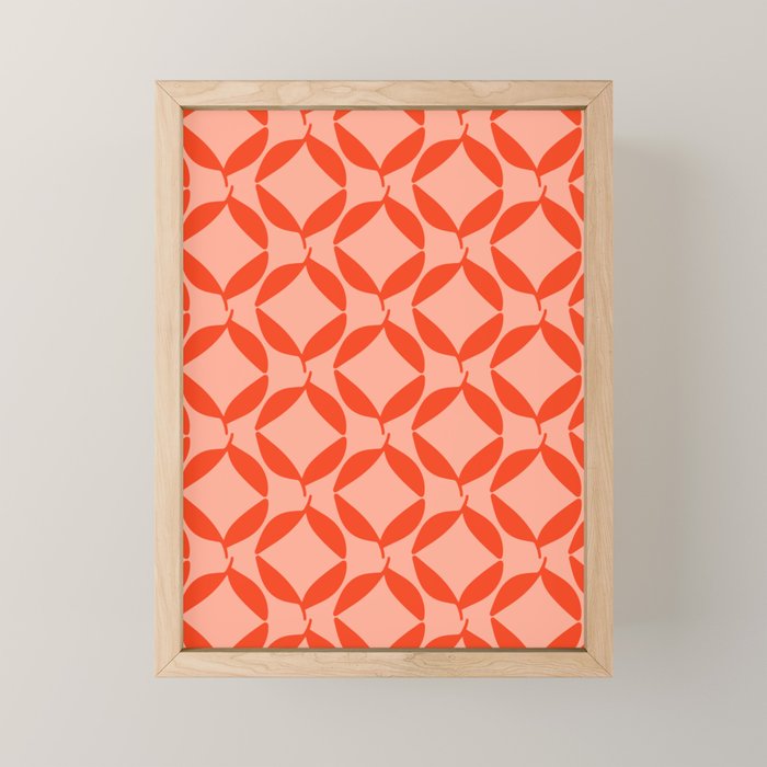 Geometric Leaves  Pink and Red Mini Art Print Gallery Image 1