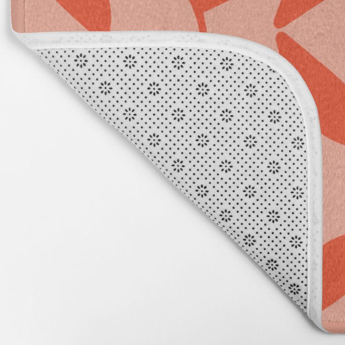 Geometric Leaves  Pink and Red Bath Mat Gallery Image 2