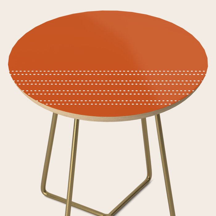 Zoe Painted Dot Stripes Minimalist Pattern in Burnt Orange and White Side Table Gallery Image 2