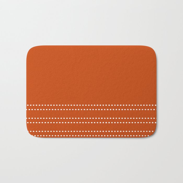 Zoe Painted Dot Stripes Minimalist Pattern in Burnt Orange and White Bath Mat Gallery Image 1