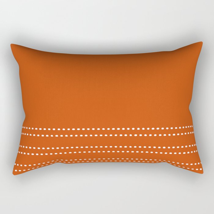Zoe Painted Dot Stripes Minimalist Pattern in Burnt Orange and White Rectangular Pillow Gallery Image 2