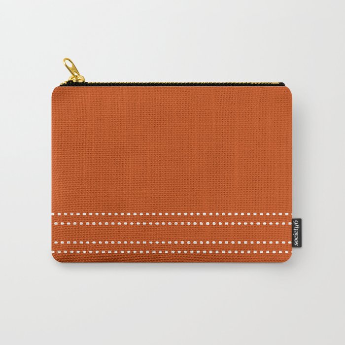 Zoe Painted Dot Stripes Minimalist Pattern in Burnt Orange and White Carry All Pouch Gallery Image 1