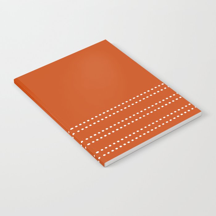 Zoe Painted Dot Stripes Minimalist Pattern in Burnt Orange and White Notebook Gallery Image 1