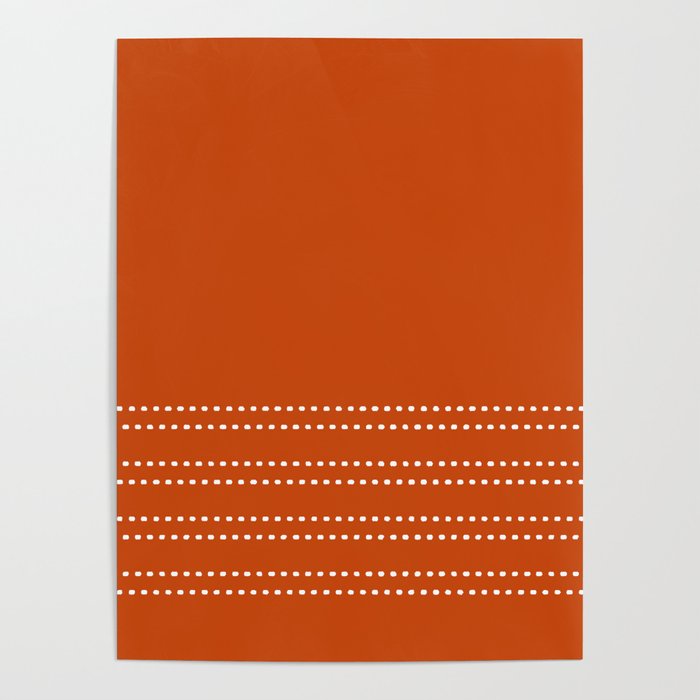 Zoe Painted Dot Stripes Minimalist Pattern in Burnt Orange and White Poster Gallery Image 4