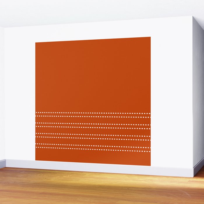 Zoe Painted Dot Stripes Minimalist Pattern in Burnt Orange and White Wall Mural Gallery Image 2
