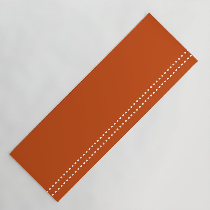 Zoe Painted Dot Stripes Minimalist Pattern in Burnt Orange and White Yoga Mat Gallery Image 1