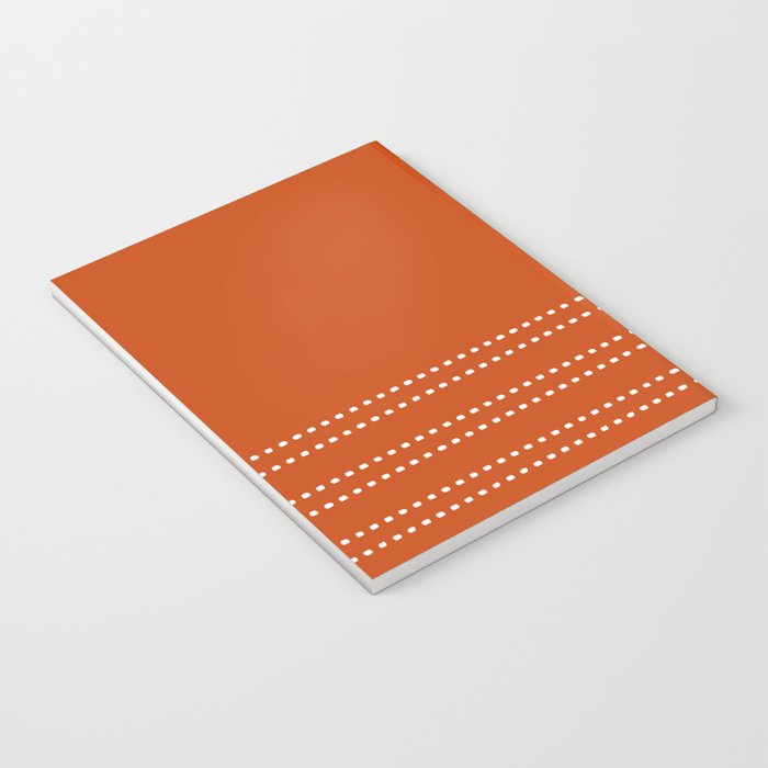 Zoe Painted Dot Stripes Minimalist Pattern in Burnt Orange and White Notebook Gallery Image 3