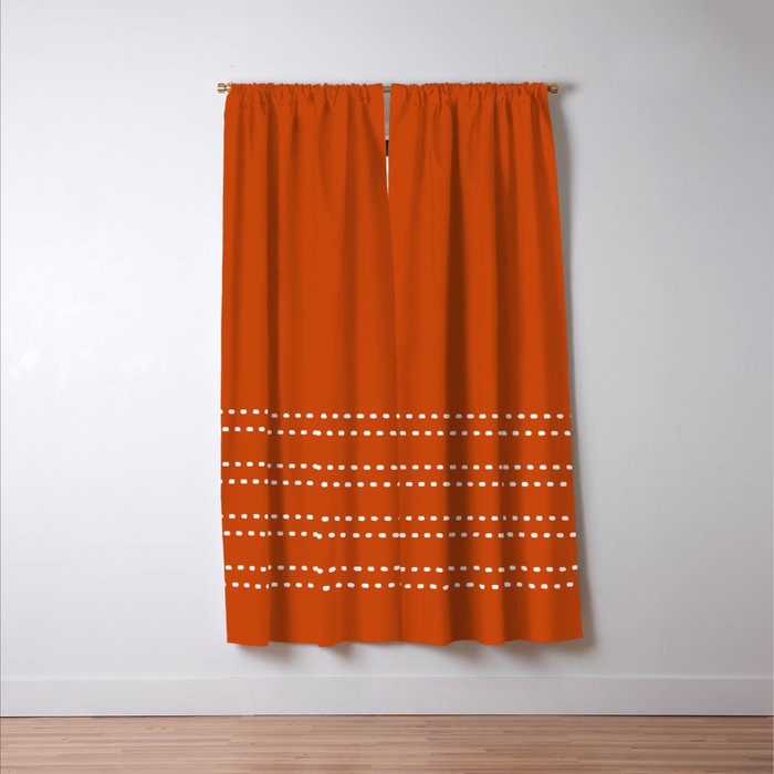 Zoe Painted Dot Stripes Minimalist Pattern in Burnt Orange and White Window Curtain Gallery Image 3