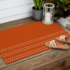 Zoe Painted Dot Stripes Minimalist Pattern in Burnt Orange and White Outdoor Rug Gallery Image 2