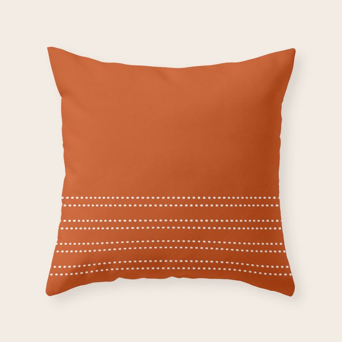 Zoe Painted Dot Stripes Minimalist Pattern in Burnt Orange and White Throw Pillow Gallery Image 1
