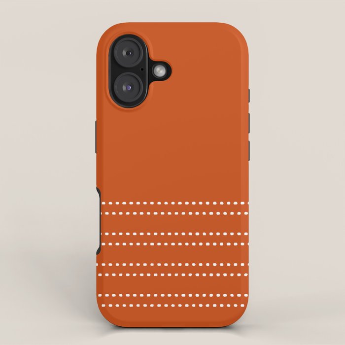 Zoe Painted Dot Stripes Minimalist Pattern in Burnt Orange and White iPhone Case Gallery Image 1