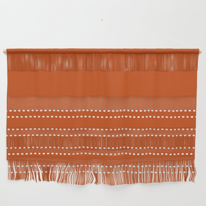 Zoe Painted Dot Stripes Minimalist Pattern in Burnt Orange and White Wall Hanging Gallery Image 1