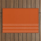 Zoe Painted Dot Stripes Minimalist Pattern in Burnt Orange and White Outdoor Rug Gallery Image 1