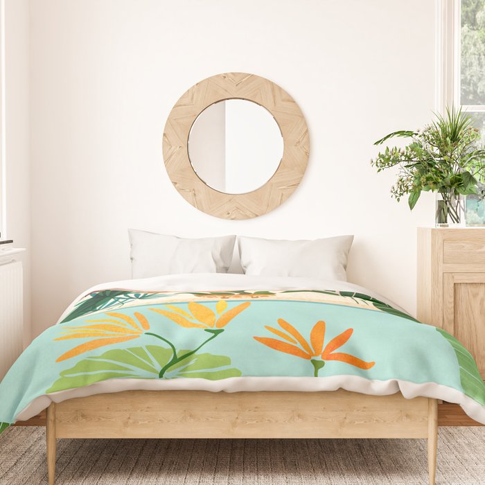 Shangri La Sunrise Tropical Poolside Scene Duvet Cover Gallery Image 3