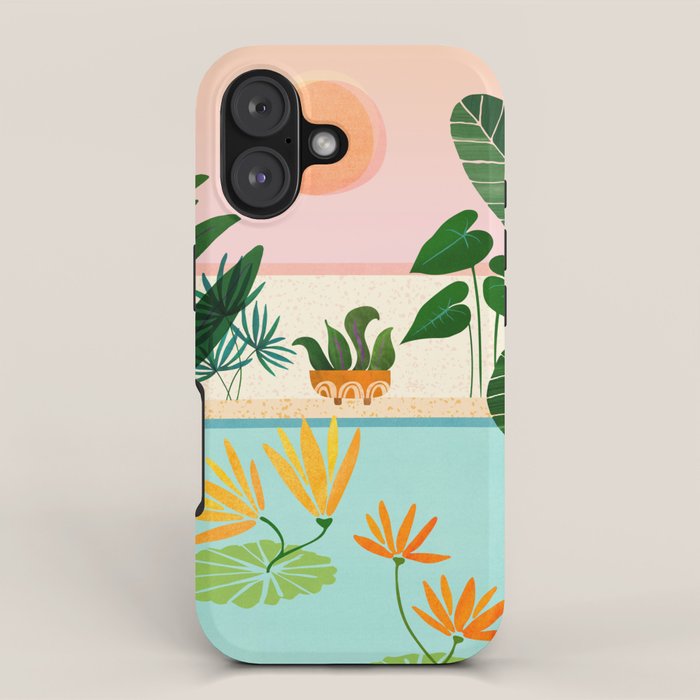 Shangri La Sunrise Tropical Poolside Scene iPhone Case Gallery Image 1