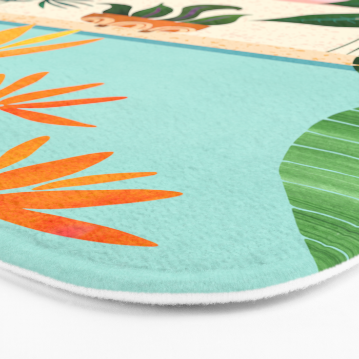 Shangri La Sunrise Tropical Poolside Scene Bath Mat Gallery Image 3